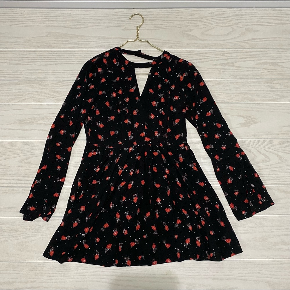 Free people floral long sleeve tunic dress